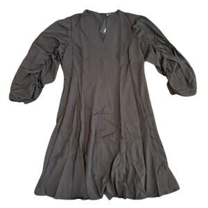 XPlusWear Ruched Sleeve A-Line Dress in Black, Size 2XL​